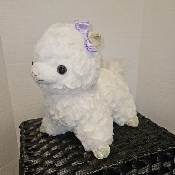 Other - Snuggle Buddy White Plush Alpaca with Lavender Bow Heat & Hug Toy